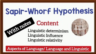 SapirWhorf Hypothesis explanation with notes Aspects of language Language and Linguistic [upl. by Annunciata871]