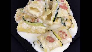 Paccheri con crema di Asiago zucchine e pancetta ricetta facile by AlTa Cucina [upl. by Valencia]