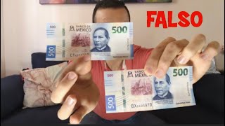 APRENDER YA A Como DIFERENCIAR un 💵BILLETE FALSO ✅Como IDENTIFICAR un billete FALSO de 500 Mexico [upl. by Betty]