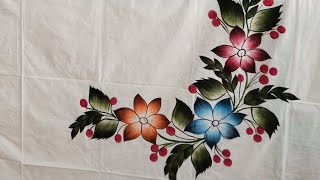 Fabric painting on bedsheet pillow cover painting beautiful chaddar bister ki design7275771487 [upl. by Anierdna]