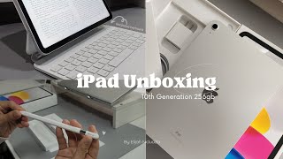 iPad 10th generation unboxing 256GB silver 📦 apple pencil usbc 2023 💌 magic keyboard goojodoq [upl. by Higinbotham826]