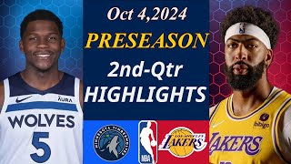 Timberwolves vs Lakers Game Highlights Oct 42024  NBA TODAY NBA HIGHLIGHTS [upl. by Ulla]