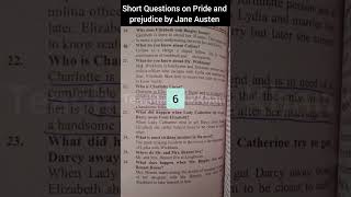 pride and prejudice by Jane Austen Short Questions and answers [upl. by Cornelia]