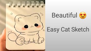 Easy Cat Sketching 🐈 😻 🐈‍⬛️ [upl. by Anahpets]