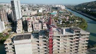 Construction site drone video in Tbilisi Georgia 4K [upl. by Nebur]