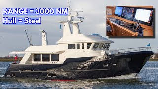 €2495M STEEL Liveaboard Trawler Yacht FOR SALE  Delfino 64 [upl. by Atinahc]