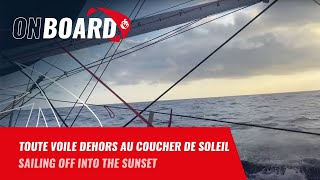 Toute voile dehors au coucher de soleil pour Damien Seguin  Vendée Globe 2024 [upl. by Eahsal]