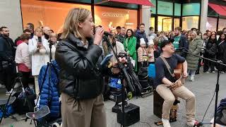 STREET performer BLEW the crowd away with his INCREDIBLE Voice  Shallow Lady Gaga  Allie Sherlock [upl. by Wilinski]