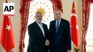 Turkish President Erdogan meets Hamas political leader Haniyeh in Istanbul [upl. by Aij]