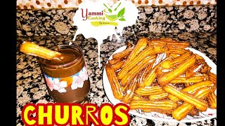 حلوى الشوروز الاصلية المقرمشة مع صوص الشوكولاتة Churros With Chocolate Sauce [upl. by Lerrej264]