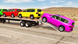 Flatbed Truck Mcqueen  Transportation with Truck  Pothole vs Car 210  BeamNGDrive [upl. by Eleni]