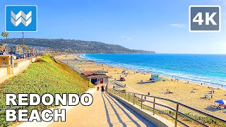 4K SCENIC WALK Redondo Beach Esplanade in South Bay Los Angeles California  Walking Tour 🎧 [upl. by Dorris]