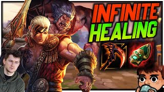 ABUSING LANE WITH ALL THE HEALING IN RANKED CU CHULAINN amp THANATOS [upl. by Ynahpit]