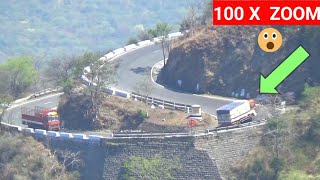 Dhimbam HillsHevay load Lorry and Bus and Emty Lorry Turning on 2027 Hairbin Bend at Dhimbam Ghat [upl. by Octave]