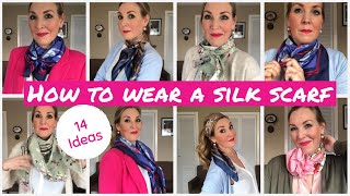 HOW TO WEAR A SILK SQUARE SCARF  14 different ways  2020 [upl. by Adnoma662]