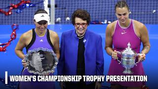 2024 US Open Women’s Championship Trophy Presentation  ESPN [upl. by Nerat152]