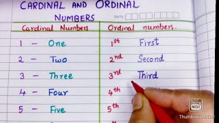 Cardinal and Ordinal numbers  Learn CardinalOrdinal Numbers [upl. by Terchie]