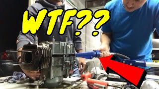 CHINESE PIT BIKE BUILD  SPLITTING THE ENGINE CASE [upl. by Eilah919]