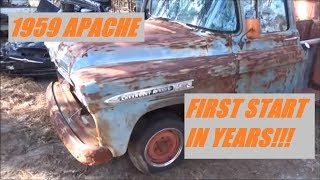 1959 CHEVROLET APACHE FIRST START IN YEARS WILL IT RUN [upl. by Vharat]