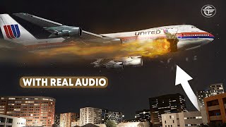 Boeing 747 Breaks Up Just After Takeoff  Falling Apart Over Hawaii With Real Audio [upl. by Levitan905]