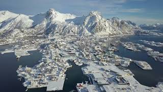 Travel Lofoten Islands 4K Svolvaer to Reine Mavic Pro drone aerial winter wonderland hamnoy reine [upl. by Shirlie89]