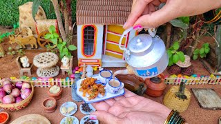 Miniature Tea  Onion Pakoda  Tea amp Snacks Recipe  Rinis Miniature [upl. by Zannini]