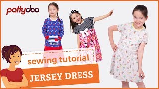 How to sew a kids’ jersey knit tank dress with binding and double needle [upl. by Seleta]