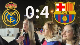 Postmatch interview Real Madrid 04 defeat Barcelona see what the two fans said after the game [upl. by Ias]