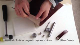 How to use handheld tools to set up magnetic poppers 14mm  leather craft sewing crafts [upl. by Hirai504]