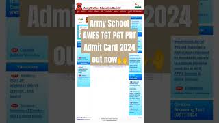 Army School AWES TGT PGT PRT Admit Card 2024 out now🙌 [upl. by David155]