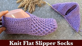 Viola Flat Knit Slipper Socks  TwoNeedles Knit Socks [upl. by Delainey869]