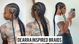 Straight Back Stitch Braids On Myself Dearra Inspired 🤍 [upl. by Nohsar547]