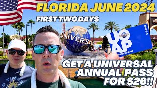 HOW TO GET A UNIVERSAL ANNUAL PASS FOR 26 DOLLARS  ORLANDO FLORIDA JUNE 2024 [upl. by Adniuqal]