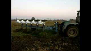 T150K ploughing with reversible Lemken five furrow plow [upl. by Ymmij]