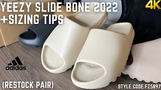 Adidas Yeezy Slide Bone 2022 Restock On Feet Review [upl. by Einnek114]