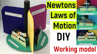 Newtons laws of motions working model  Newtons law of motion  scienceproject  diyasfunplay [upl. by Neelhtak]