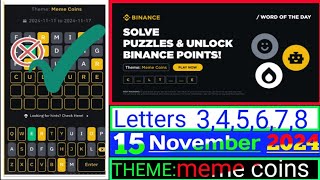 Binance Word of the Day Answer Today 15 November 20247 Letter Binance Word of the Day Answer [upl. by Edora774]