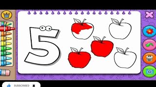 five 5  learn and color the digit 5  how to color the digit 5  easy coloring of digit 5 with red🍎 [upl. by Ahsien]