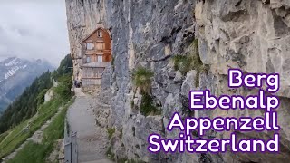 Beautiful Ebenalp Mountain Switzerland And Eating At The Famous Aescher Cliff Restaurant [upl. by Refinneg]