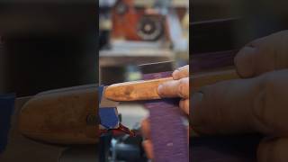 Hand sanding ASMR knifehandle cherrywood woodworking [upl. by Thomson]