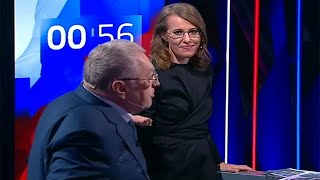 Vladimir Zhirinovsky obscenely insulted Ksenia Sobchak 4K Ultra HD [upl. by Franckot]