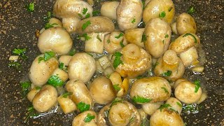 Mushrooms with garlic are tastier than meat Fried champignons in a pan [upl. by Jodie]