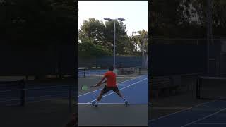 Drop shot with a TINY racket tennis shorts [upl. by Niltak]