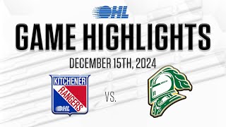 OHL Highlights Kitchener Rangers  London Knights Dec 15 2024 [upl. by Dnomasor7]