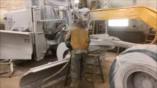 Watch Industrial Painting in Action Painting a Caterpillar 160H [upl. by Wieche]