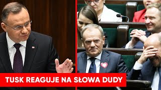 Wybuchnęli śmiechem po słowach Dudy Tusk aż pokręcił głową [upl. by Atirres]