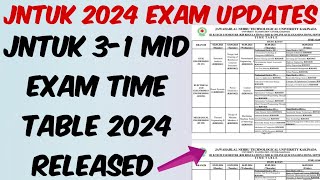 JNTUK 31 R20 1st Mid Exam Time Table 2024 Released  JNTUK Btech Exams Latest update [upl. by Irrej404]