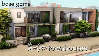 MODERN TOWNHOUSES BASE GAME  The Sims 4 Speedbuild  NO CC [upl. by Katsuyama350]