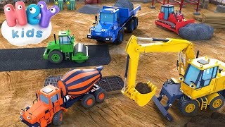 Vehículos de Construcción 🚚 Excavadora y camiones para niños  HeyKids  Canciones Infantiles [upl. by Tudela]