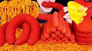 ASMR HOT CHEETOS KIELBASA SAUSAGE CHEESE STICKS HASH BROWNS FIRE NOODLES MUKBANG 소세지 먹방EATING SOUNDS [upl. by Thad]